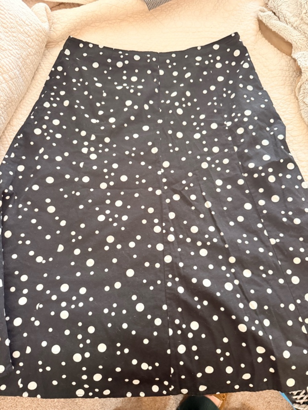 Christopher & Banks Black A-Line Skirt with White Polka Dots
